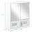 kleankin Bathroom Mirror Cabinet, Wall Mounted Storage Cupboard with Double Doors and Adjustable Shelf, Bathroom Organizer, White