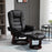 Manual Recliner and Footrest Set PU Leather Leisure Lounge Chair Armchair with Swivel Wood Base, Black