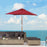 2 x 1.5m Patio Garden Parasol Sun Umbrella Sunshade Canopy Outdoor Backyard Furniture Fir Wooden Pole 6 Ribs Tilt Mechanism - Wine Red