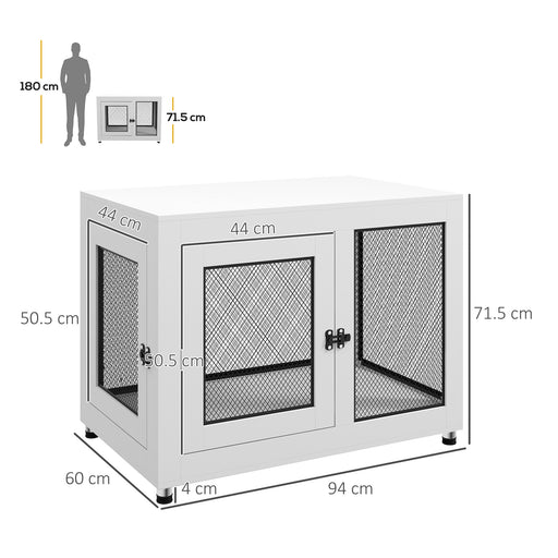 Dog Crate Furniture End Table w/ Soft Washable Cushion, Two Doors, Indoor Pet Kennel for Small Medium Large Dogs w/ Wire Mesh