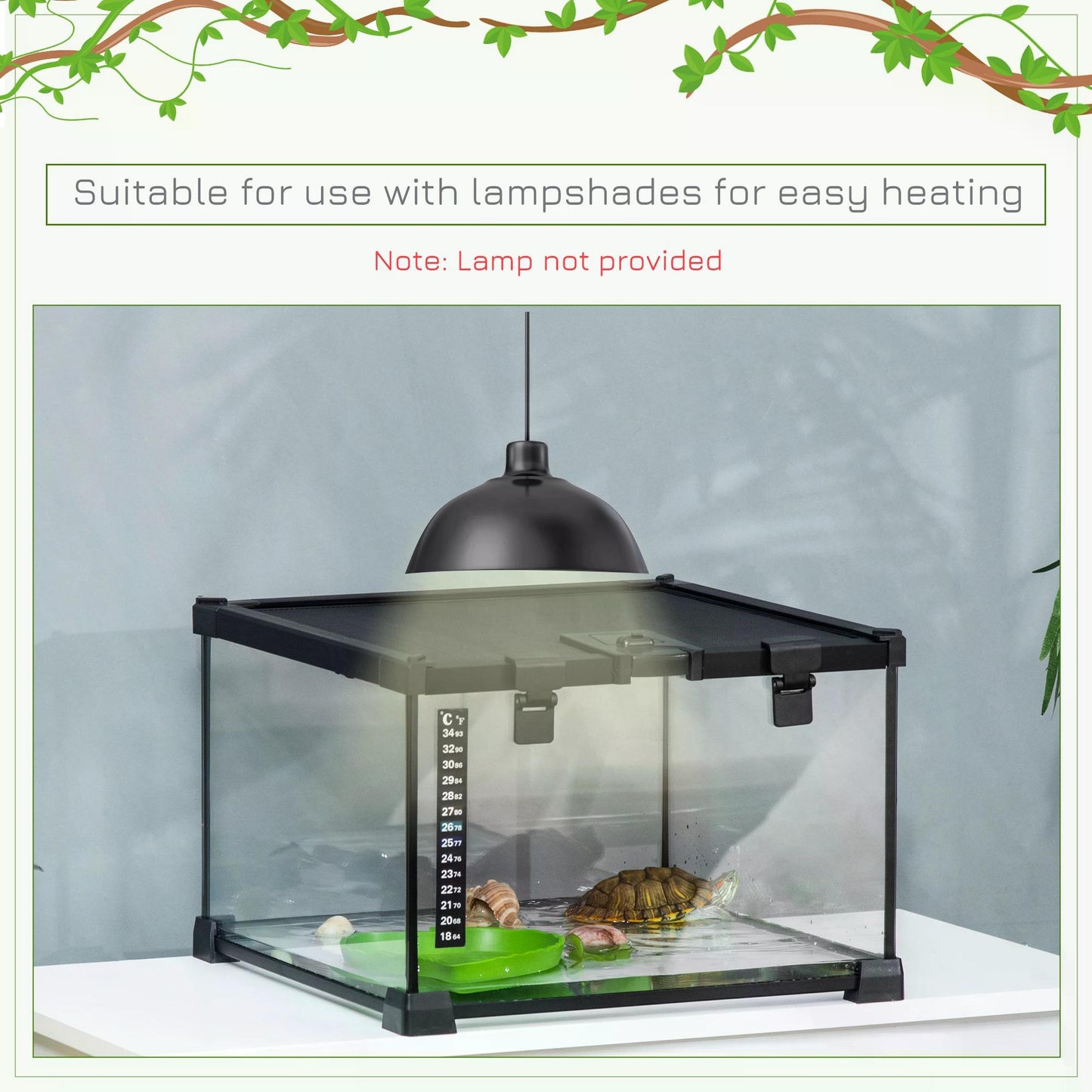 Glass Reptile Terrarium Insect Breeding Tank Vivarium Habitats with Thermometer for Lizards, Horned Frogs, Snakes, Spiders - Small 30 x 30 x 20cm