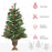 2 Pieces Set 3 Foot Artificial Christmas Tree with 110 Realistic Branches, Pine Cones, Red Berries, Gold Pot, for Doorway, Porch, Green