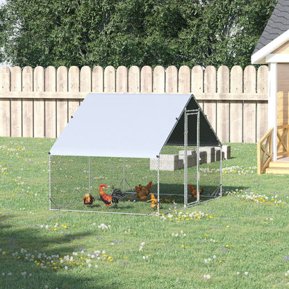 Walk In Chicken Run Galvanized Chicken Coop Hen Poultry House Cage Rabbit Hutch Pet Playpen Backyard With Water-Resist Cover, 3 x 2 x 2m