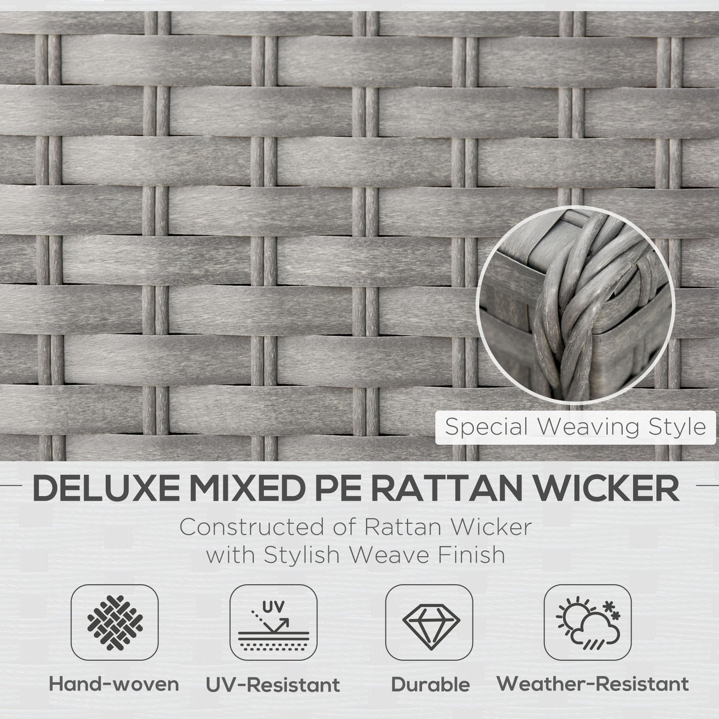 6 Pieces Outdoor PE Rattan Wicker Corner Sofa Set with 10cm Thick Padded Cushions, Aluminium Conservatory Furniture with Glass Top Coffee Table, Footstools, Grey