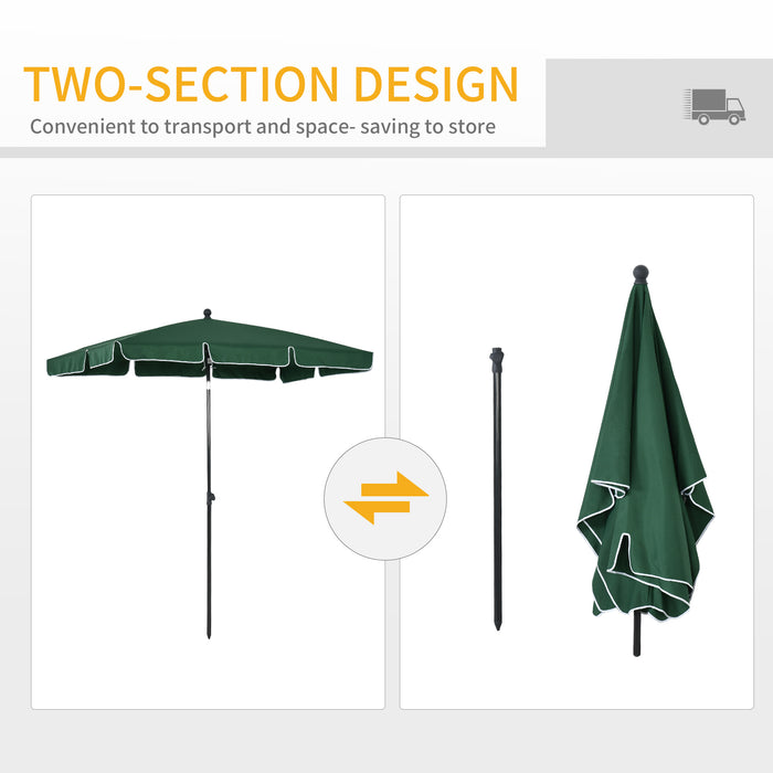 Aluminium Sun Umbrella Parasol Patio Garden Rectangular Tilt 2M x 1.25M Green