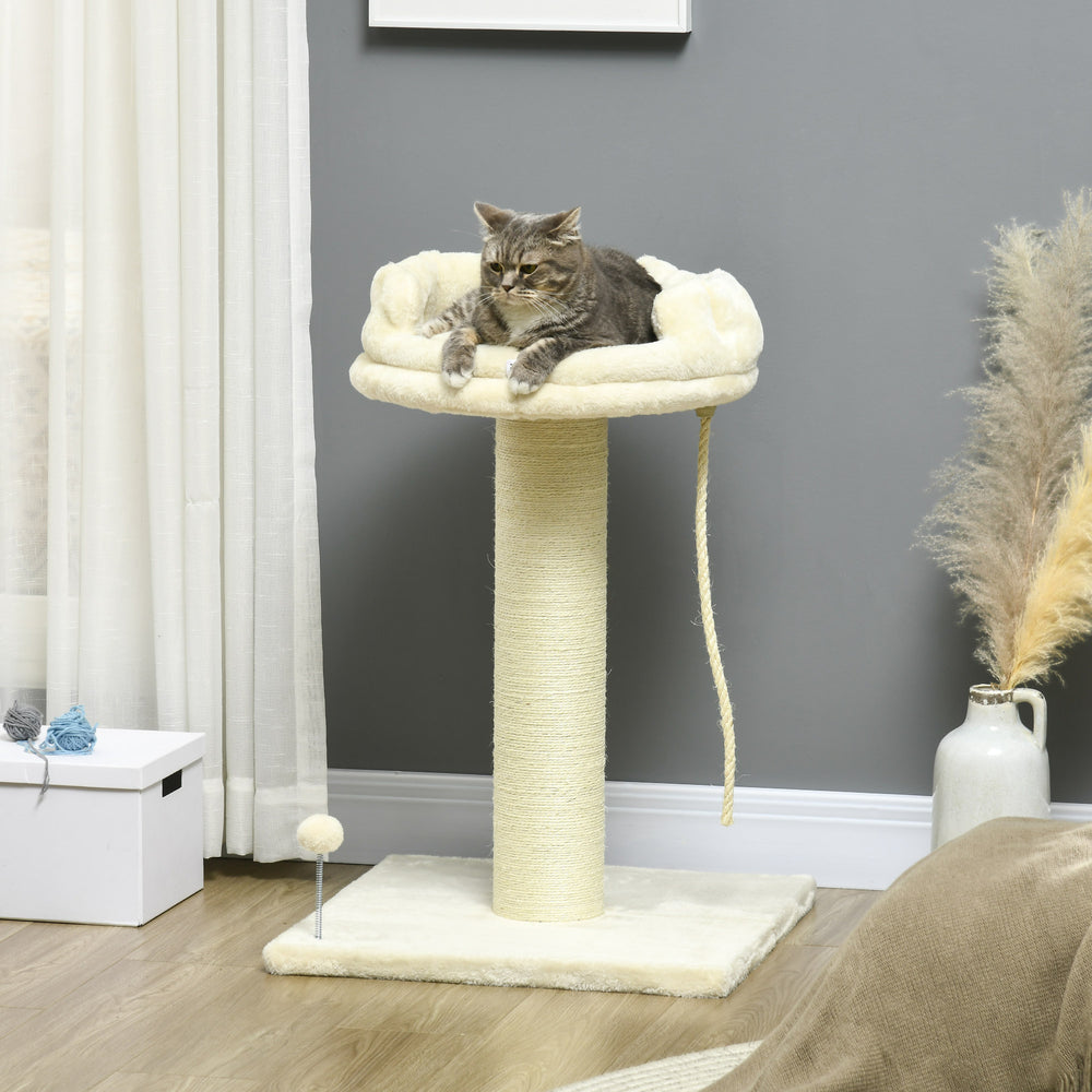 Cat Tree, with Sisal Wrapped Scratching Post - Cream