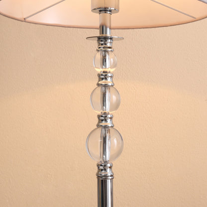 HOMCOM Floor Lamp with Hollow Out Fabric Shade, Chrome Base for Bedroom, Living Room, Study, 162cm, Grey