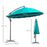 3(m) Cantilever Shanghai Parasol Garden Hanging Banana Sun Umbrella with Crank Handle, 18 Sturdy Ribs and Cross Base, Turquoise