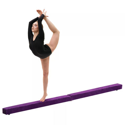 HOMCOM 2.4M 8FT Gymnastics Folding Balance Beam Home Gym Training Exercise Sports - Purple