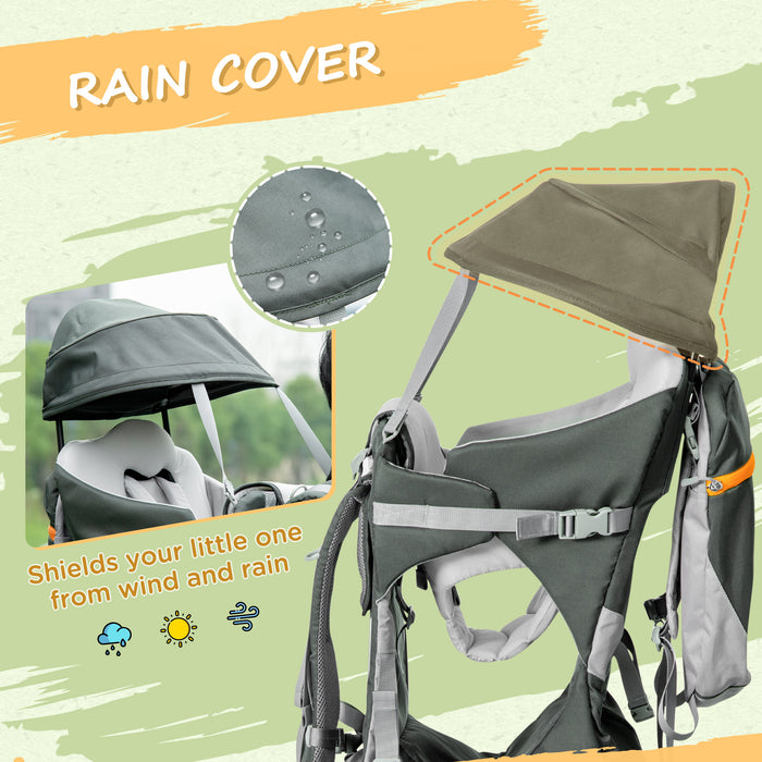 Toddler Hiking Backpack Carrier with Removable Small Bag, Outdoor Child Carrier with Stand, Rain Cover, Sunshade Shield, Adjustable Waist Belt