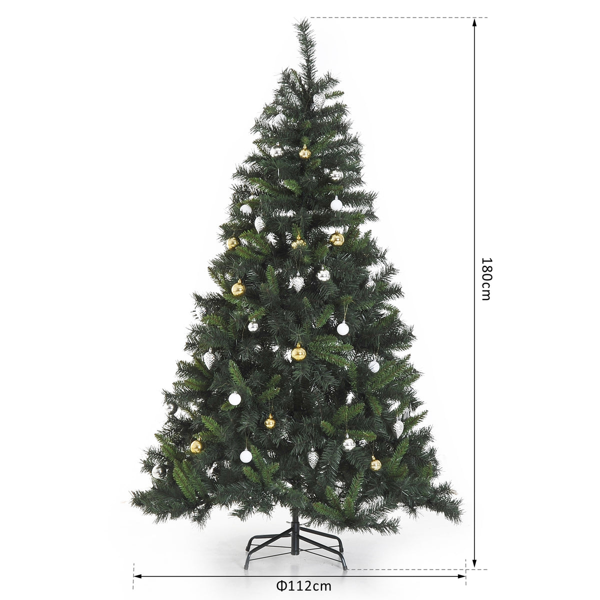 6ft Pre-Lit Artificial Christmas Tree with 200 Warm White LEDs & Baubles