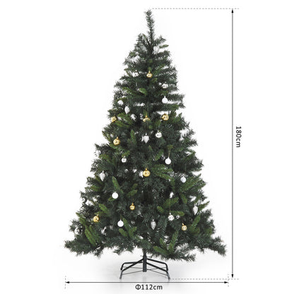 6ft Pre-Lit Artificial Christmas Tree with 200 Warm White LEDs & Baubles