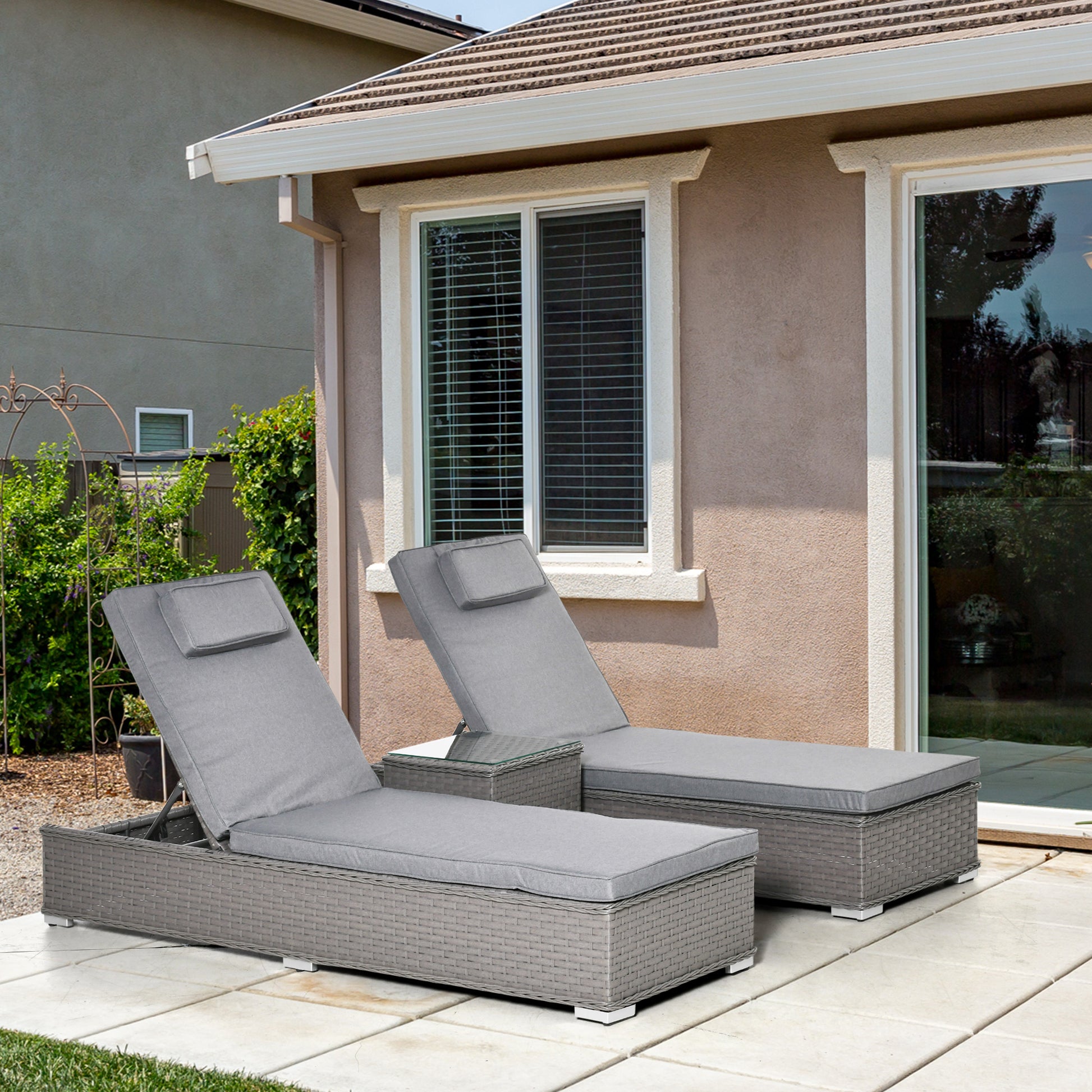 Garden Sun Lounger Side Table Bramblecrest Mauritius Lounger With