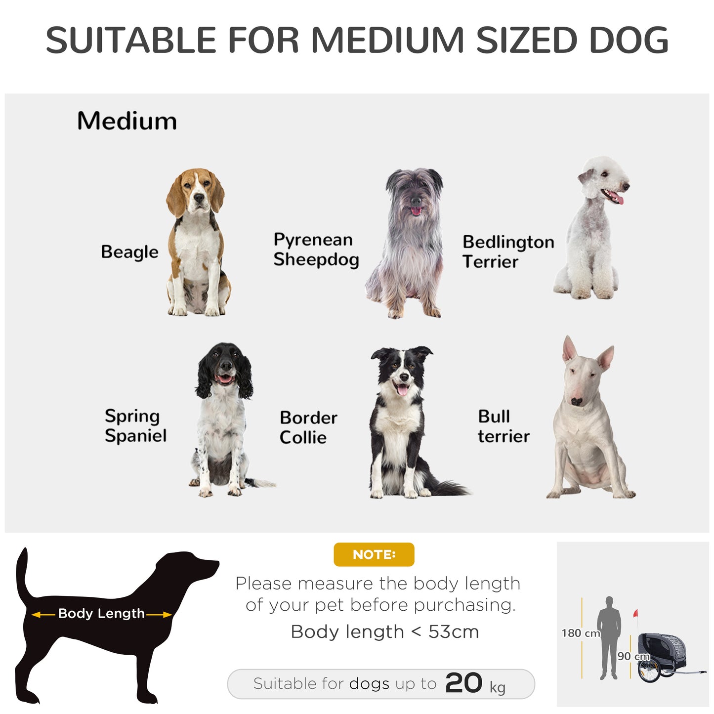 Steel Dog Bike Trailer Pet Cart Carrier for Bicycle Kit Water Resistant with Hitch Coupler Travel Grey and Black