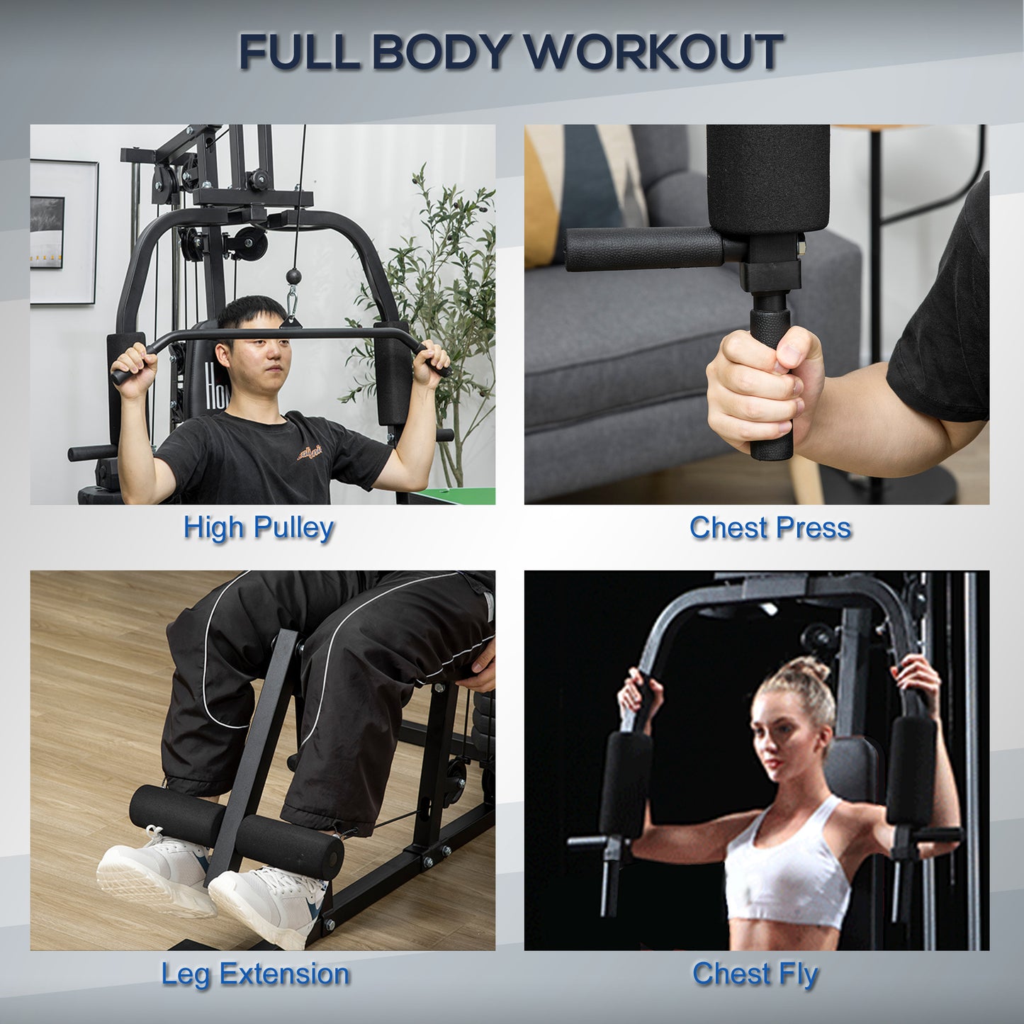 Warehouse Clearance - Multi Gym with Weights, Multifunction Home Gym Machine with 45kg Weight Stack for Full Body Workout and Strength Training