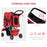 Pet Stroller Dog Pram Foldable Dog Pushchair Cat Travel Carriage w/ Wheels, Zipper Entry, for Small Pets, Red