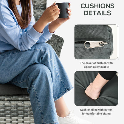 Stylish 3 Piece Outdoor Rattan Bistro Set with Cushions in Mixed Grey