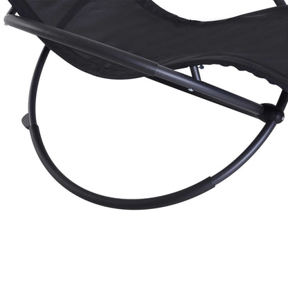Outdoor Orbital Lounger Zero Gravity Patio Chaise Foldable Rocking Chair w/ Pillow Black