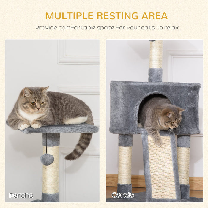 Corner Cat Tree for Indoor Cats, Kitten Tower with Scratching Post House Ladder Toy - Grey