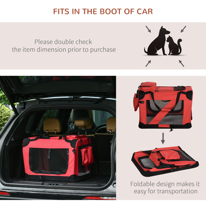 Folding Dog Cat Carrier Bag Basket Pet travel Bag Soft Portable Puppy Crate Kennel Cage Medium Red