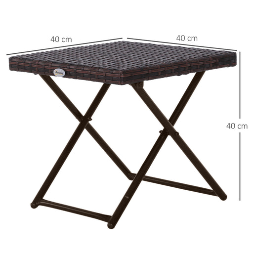 Garden Small Folding Square Rattan Coffee Table Bistro Balcony Outdoor Wicker Weave Side Table 40H x 40L x 40Wcm Brown