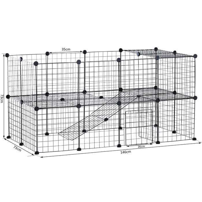 Guinea Pig Playpen Rabbit Playpen Metal Wire Fence Indoor Outdoor Small Animal Cage 36 Panel Enclosure Black