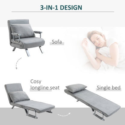 Modern 2-In-1 Design Single Sofa Bed - Light Grey