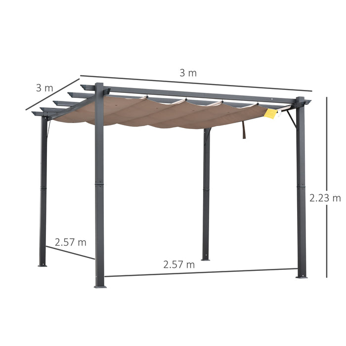 Outsunny 3 X 3 Meter Aluminium Pergola Canopy Gazebo Awning Outdoor Garden Sun Shade Shelter Marquee Party BBQ