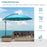 3(m) Cantilever Shanghai Parasol Garden Hanging Banana Sun Umbrella with Crank Handle, 18 Sturdy Ribs and Cross Base, Turquoise