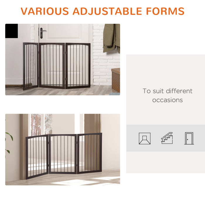 Folding 3 Panel Pet Gate Wooden Foldable Dog Fence Indoor Free Standing Safety Gate Portable Separation Pet Barrier Guard