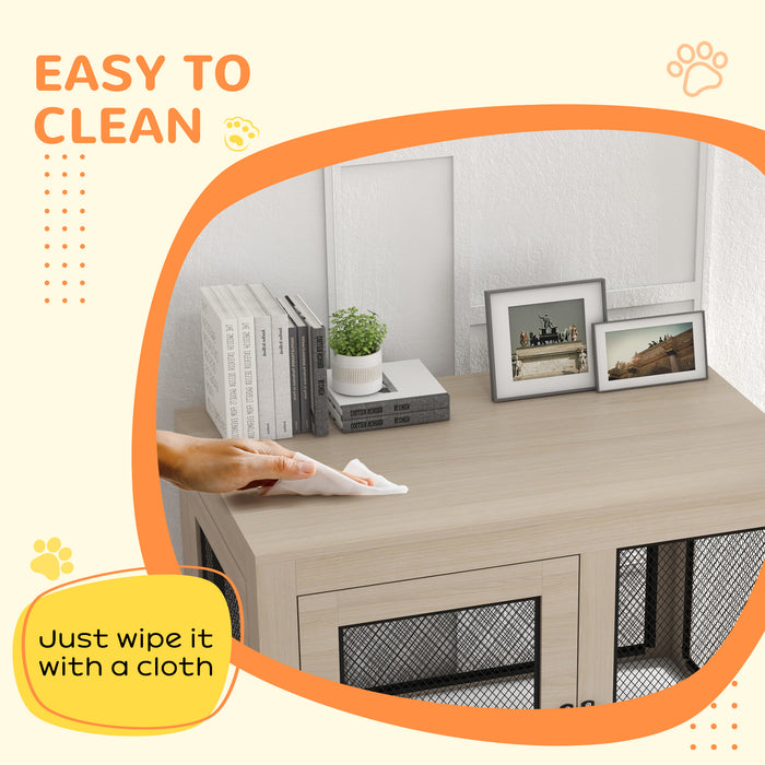 Dog Crate Furniture End Table w/ Soft Washable Cushion, Two Doors, Indoor Pet Kennel for Small Medium Large Dogs w/ Wire Mesh