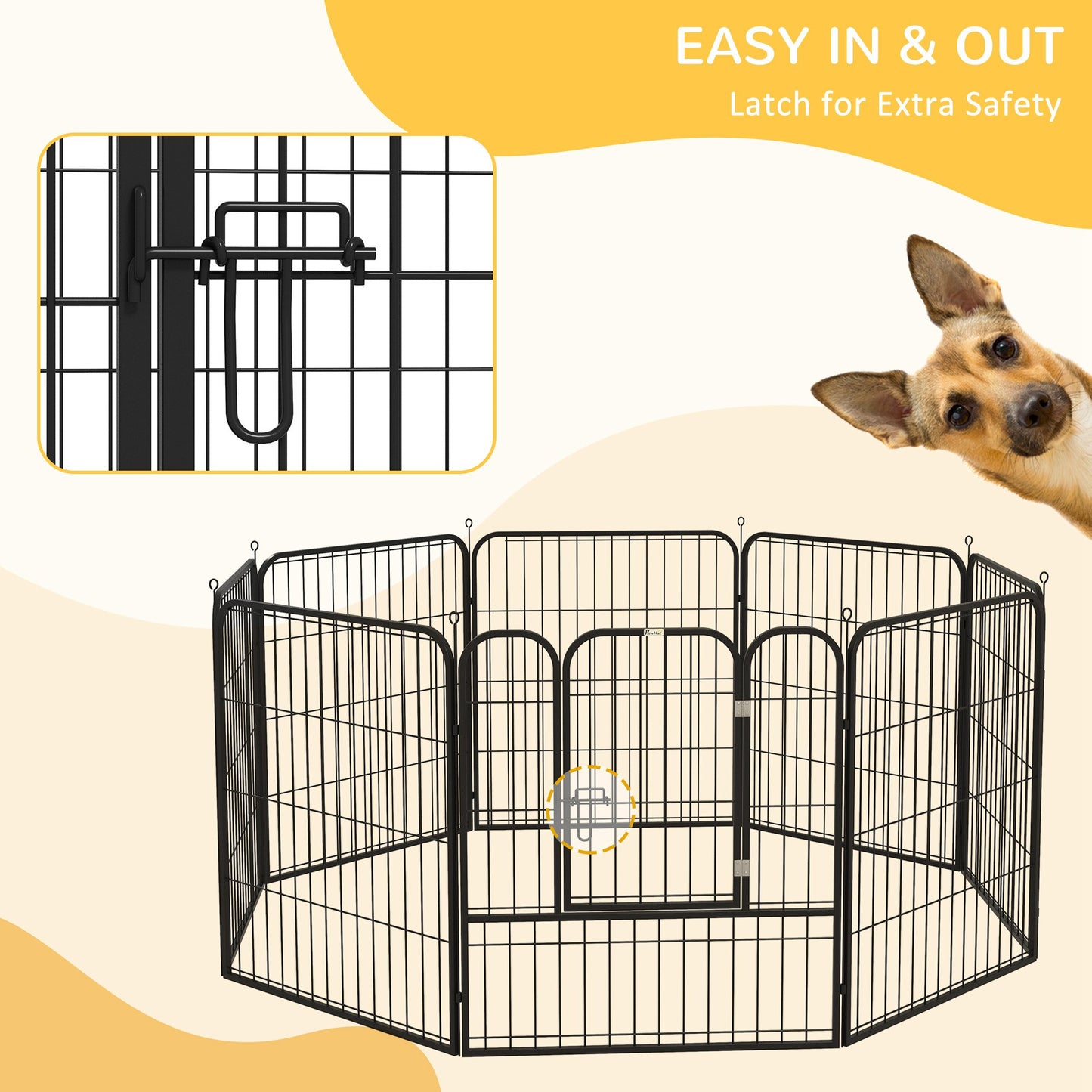 Heavy Duty Puppy Play Pen, 8 Panels Pet Exercise Pen for Indoors, Outdoors, Pet Playpen for Medium, Small Dogs, 79Hcm