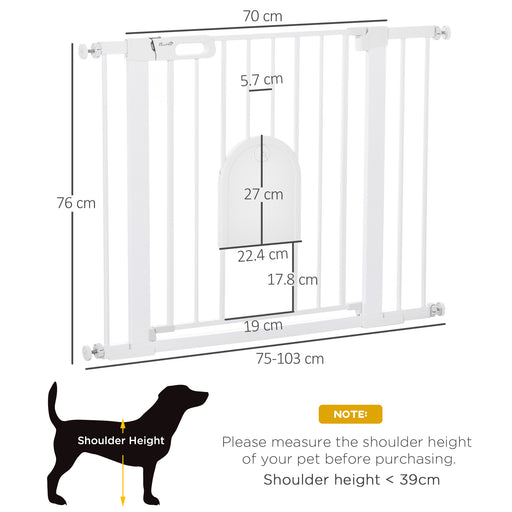 Pet Gate with Cat Flap - 75-103 cm