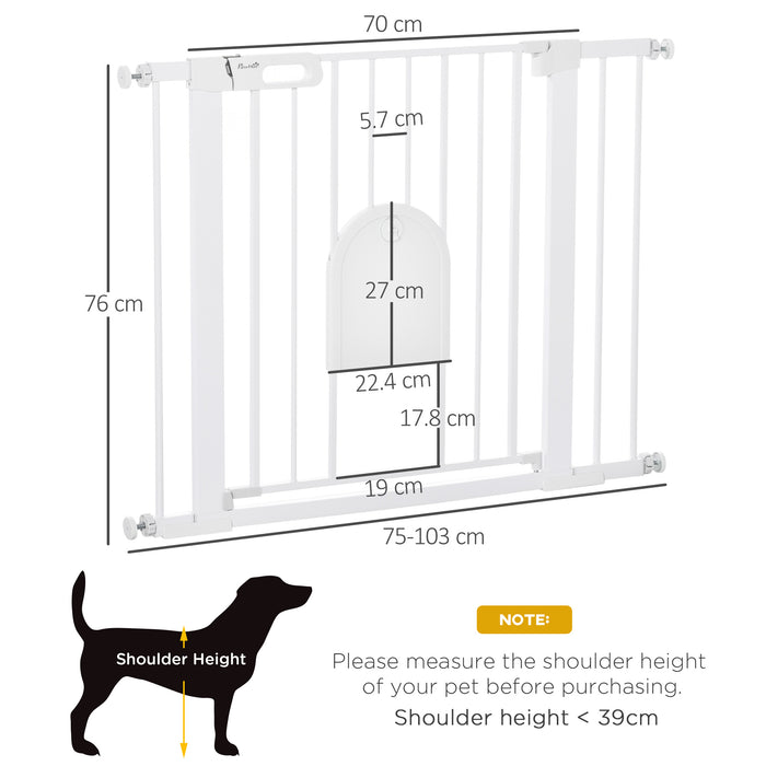 Pet Gate with Cat Flap - 75-103 cm