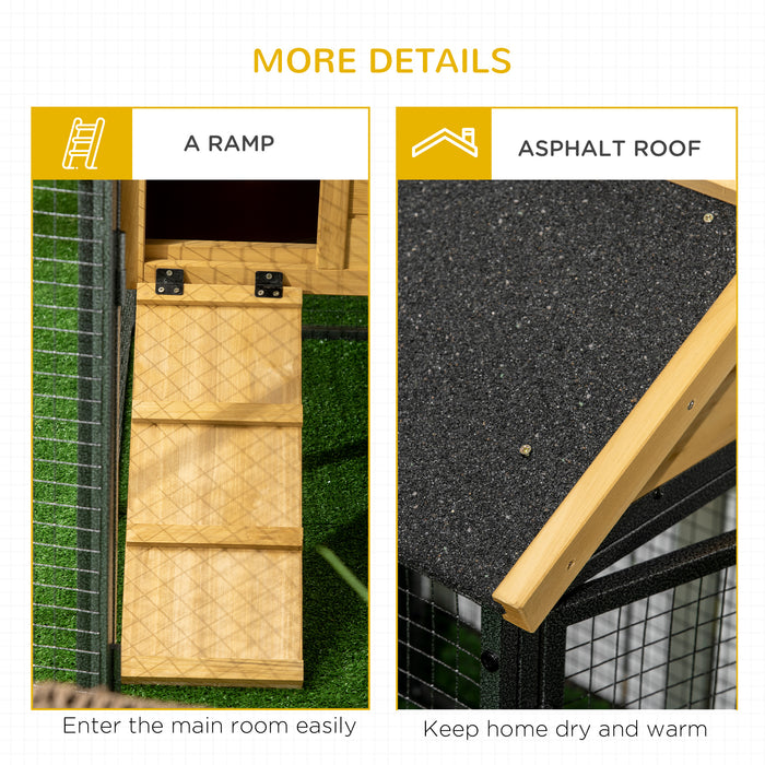 Rabbit Hutch Outdoor Bunny Cage with Run, Removable Tray, Ramp, Guinea Pig House, 120 x 55.5 x 80 cm