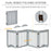 Freestanding Pet Gate 4 Panel Wooden Dog Barrier Folding Safety Fence with Support Feet up to 204cm Long 61cm Tall for Doorway Stairs Grey