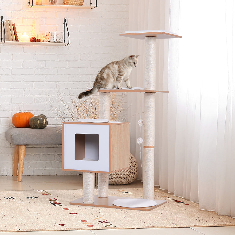 Cat Tree for Indoor Cats Scratching Post Kitten House Condo Activity Center w/ Cushion Hanging Toy Multi-level