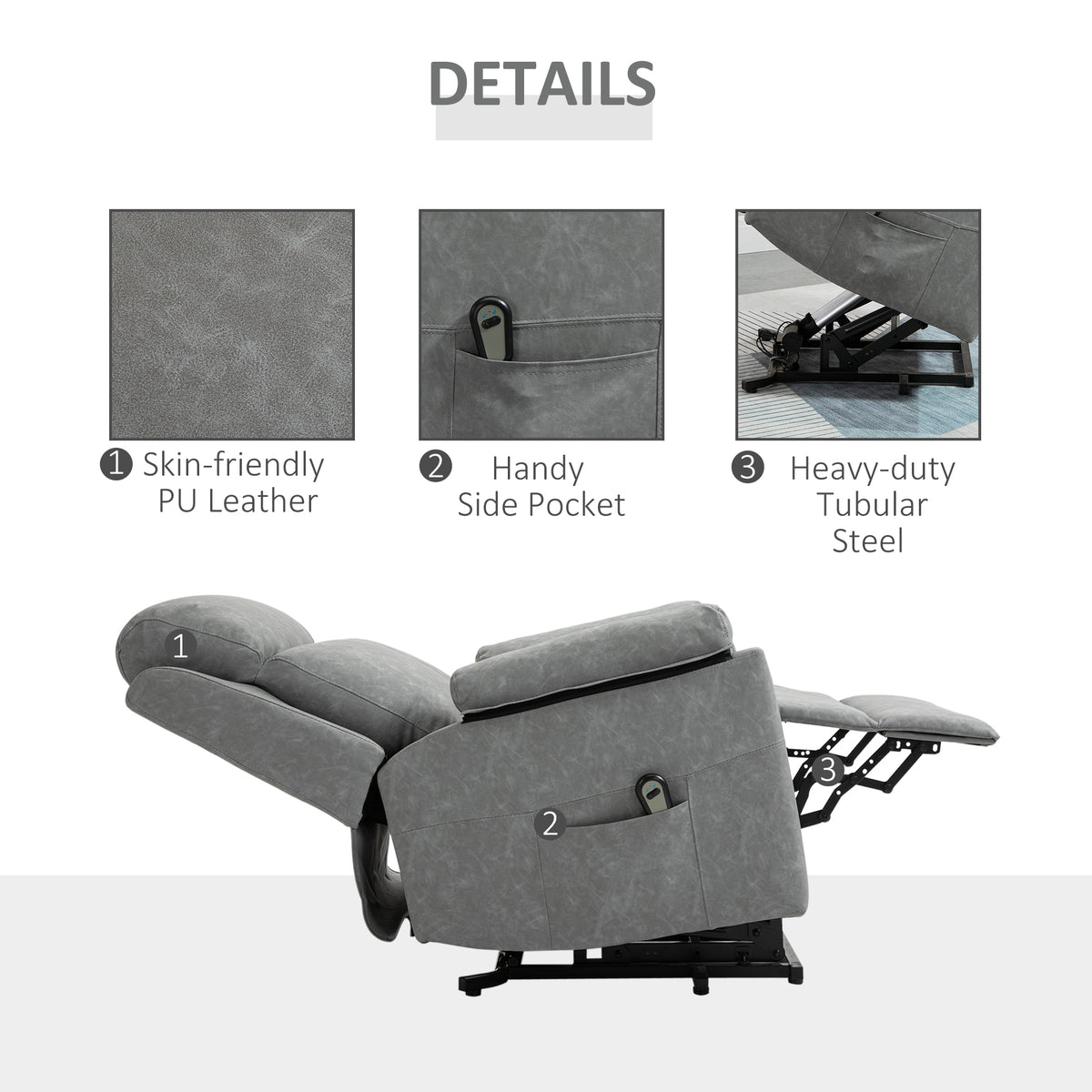 Power Lift Chair Recliner Chair in Grey