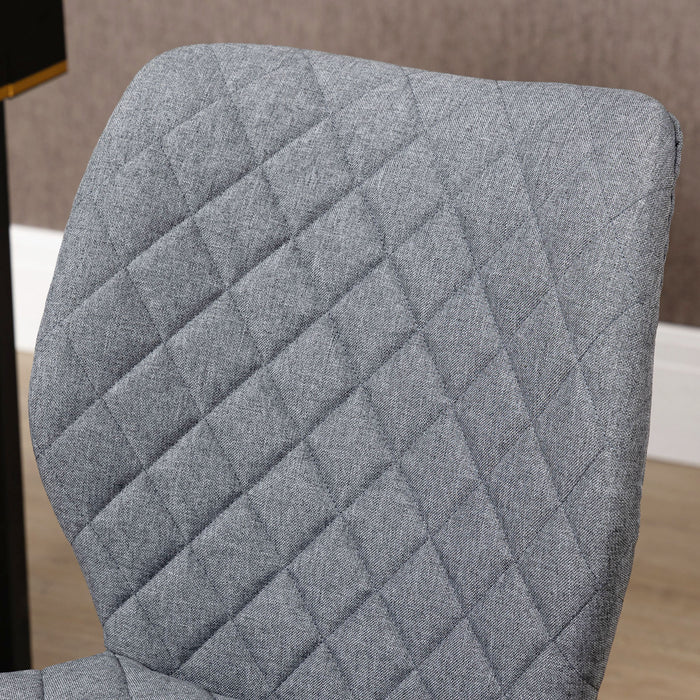 Mid Back Swivel Chair w/360° Swivel Height, thick sponge padded, Adjustable Home Office Linen Fabric Grey