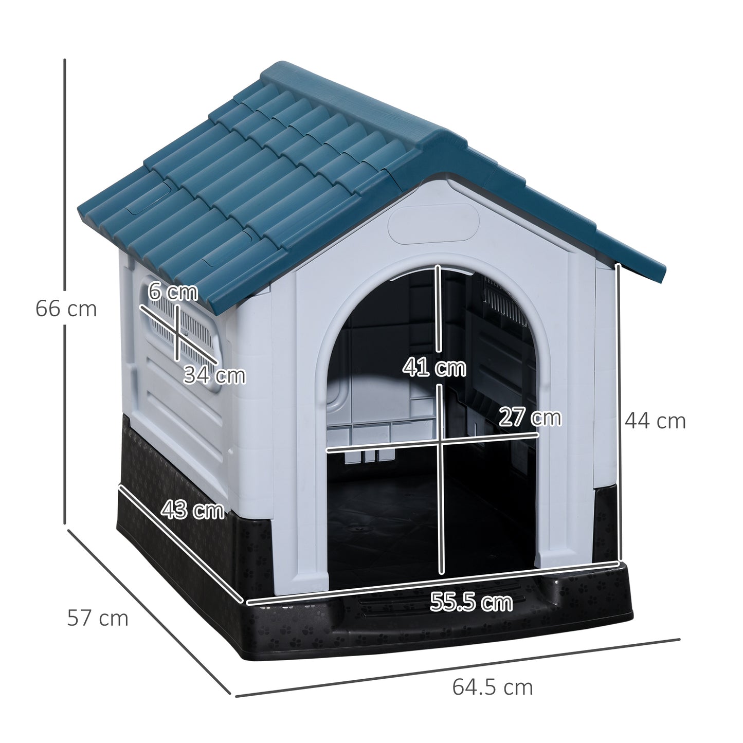 Outdoor Dog Kennel - 64.5 x 57 x 66cm - Blue