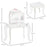 Kids Vanity Table & Stool Girls Dressing Set Make Up Desk Chair Dresser Play Set with Rotatable Mirrors Drawer Star & Heart Pattern White