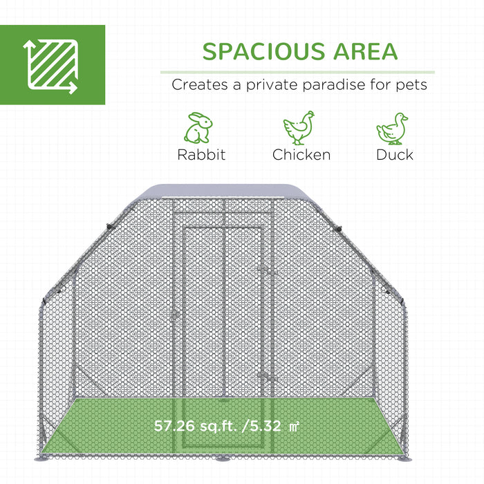 Chicken Run with Roof, Walk In Chicken Coop for 4-6 Chickens, Hen House, Duck Pen, Outdoor 280 x 190 x 195cm