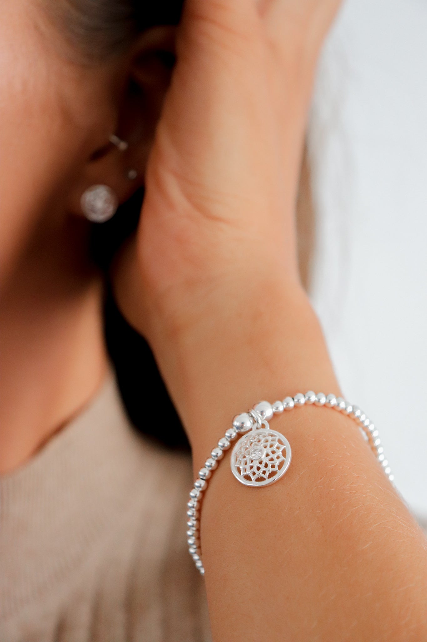 Crown Chakra (Sahasrara) Sterling Silver Bracelet