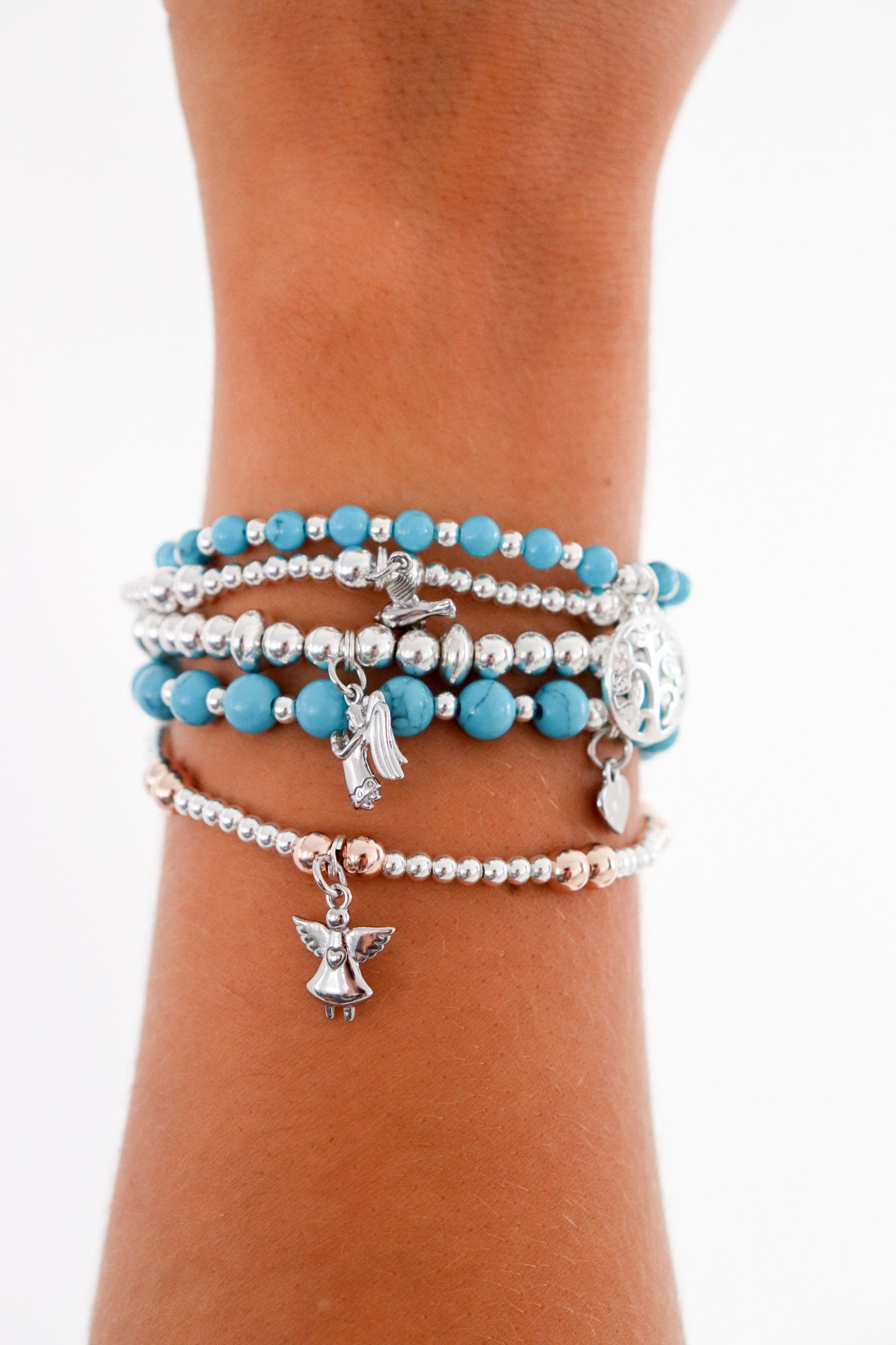 My Guardian Angel Disc Sterling Silver Stacking Bracelet