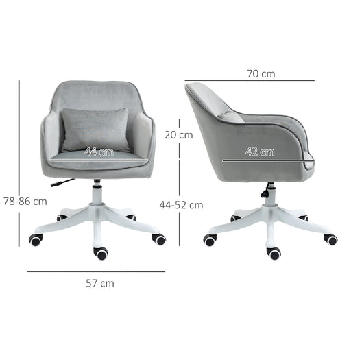 Vinsetto Velvet-Feel Office Chair with Rechargeable Electric Vibration Massage Lumbar Pillow, Wheels, Grey