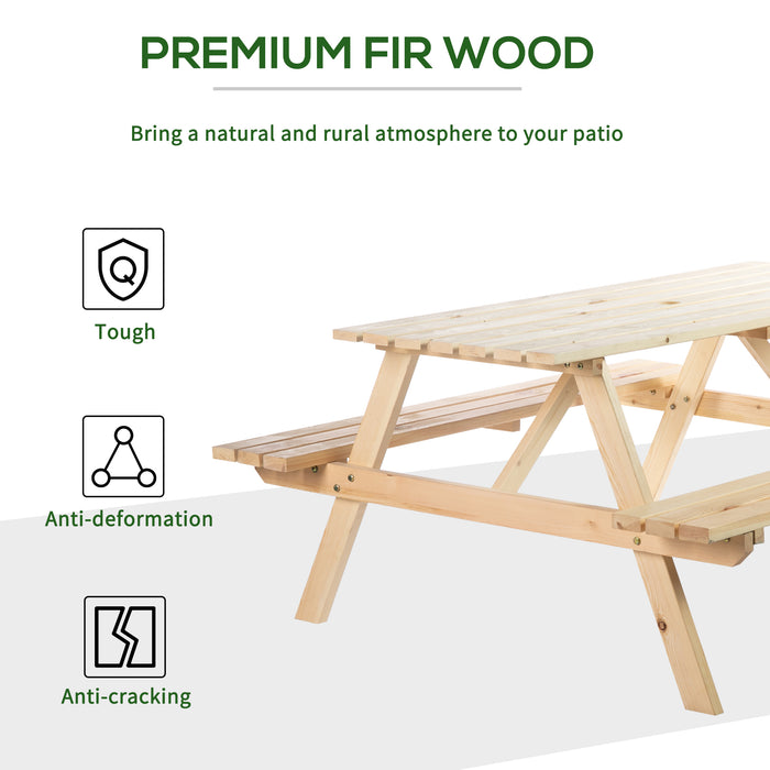 4 Seater Wooden Picnic Table Bench for Outdoor Garden or Patio w/ Parasol Cutout 150 cm