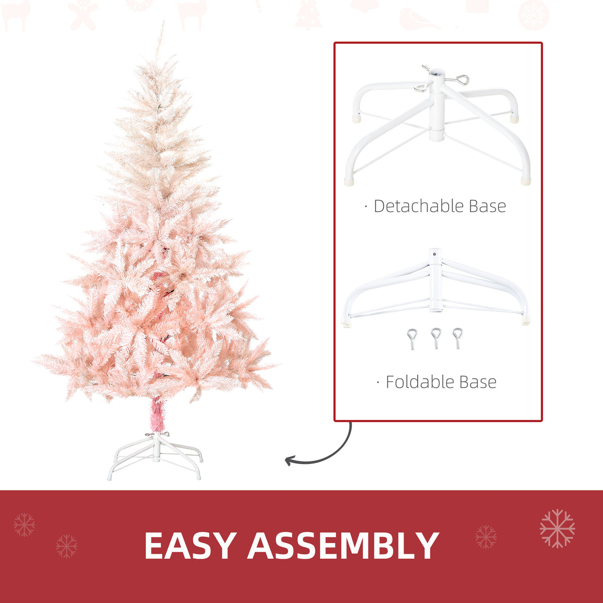 5ft Pink Ombre Artificial Christmas Tree with 450 Tips & Metal Stand