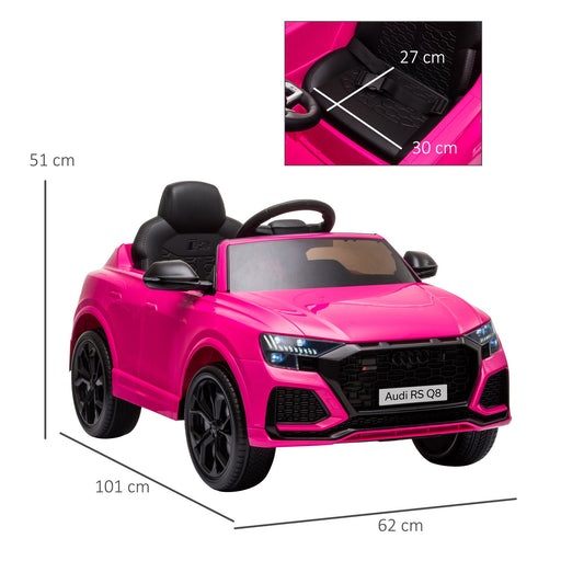 Compatible 6V Battery-powered Kids Electric Ride On Car Audi RS Q8 Toy with Parental Remote Control Music Lights USB MP3 Bluetooth Pink