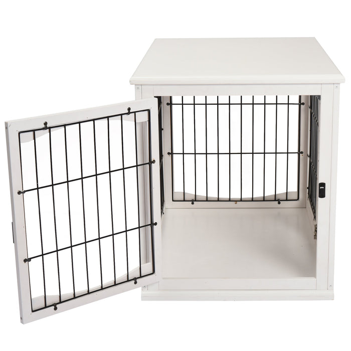 Dog Crate, Furniture Style Puppy Cage End Table, Pet Kennel House with 3 Doors for Small Dog, White 81 x 58.5 x 66 cm