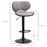 Bar Stool Set of 2 Microfiber Cloth Adjustable Height Armless Chairs with Swivel Seat, Grey